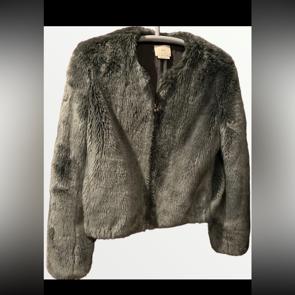 Edun medium faux fur lined blue jacket coat